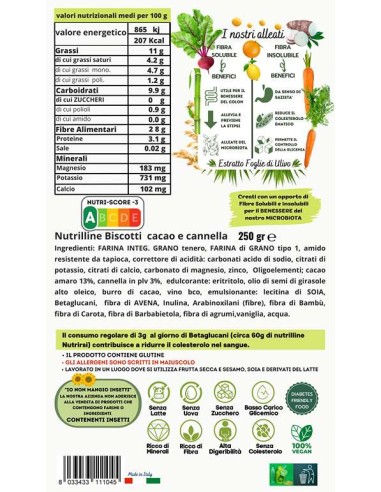 NutrirSi |Ciambelline Nutrilline CACAO AMARO/CANNELLA (250g)