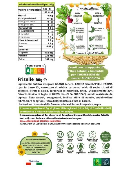 Friselle Nutraceutiche: Basso Carico Glicemico, 100% Vegetali e Digeribili