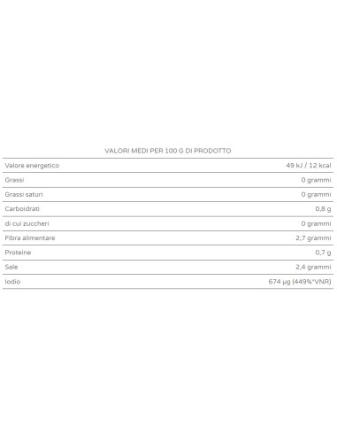 Valori Nutrizionali Alghe Lattuga di Mare fresche sotto sale (200g) BIO - Porto Muinos