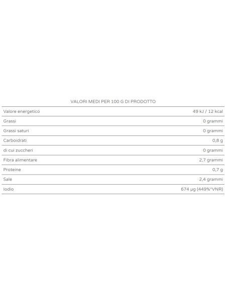 Valori Nutrizionali Alghe Lattuga di Mare fresche sotto sale (200g) BIO - Porto Muinos