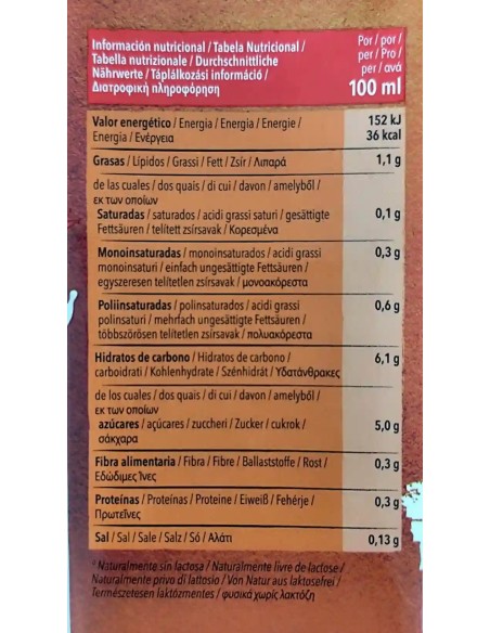 Bevanda di AVENA integrale al naturale BIO (1L) - Natumi - VALORI NUTRIZIONALI
