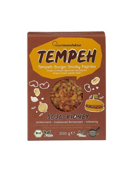 Tempeh burger di soia e fagioli rossi alla paprika affumicata Tempehmanufaktur confezione 200g