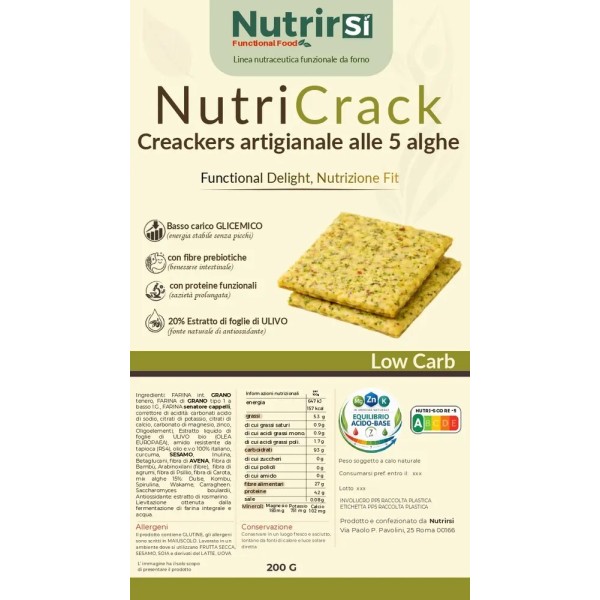 Etichetta NutriCrack NutrirSì crackers alle 5 alghe 200 g