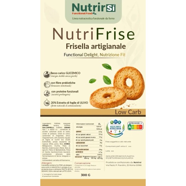 Etichetta NutriFrise NutrirSì frisella artigianale 300 g
