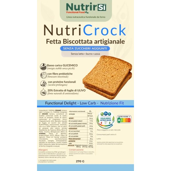 Etichetta e valori nutrizionali delle fette biscottate NutriCrock