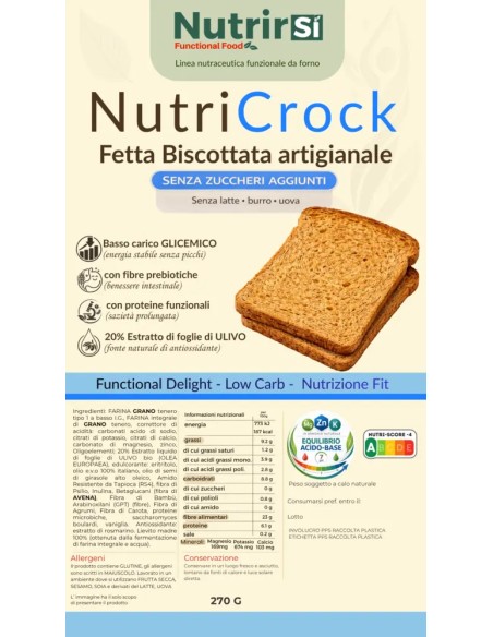 Etichetta e valori nutrizionali delle fette biscottate NutriCrock