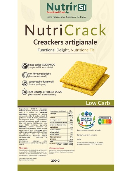Etichetta e valori nutrizionali dei crackers NutriCrack 200 g